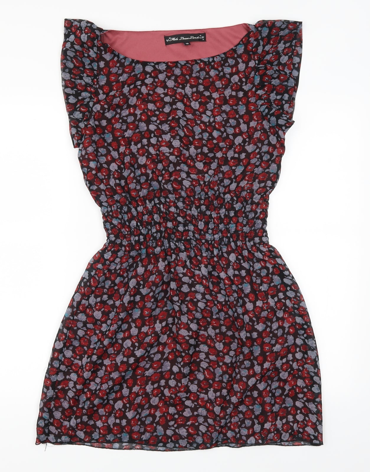 Mela London Womens Black Floral  Fit & Flare  Size 10