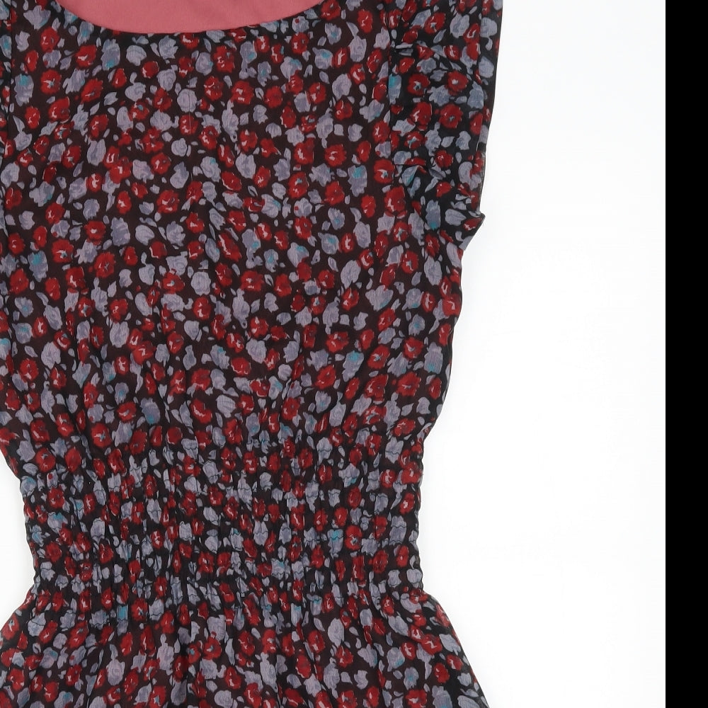 Mela London Womens Black Floral  Fit & Flare  Size 10