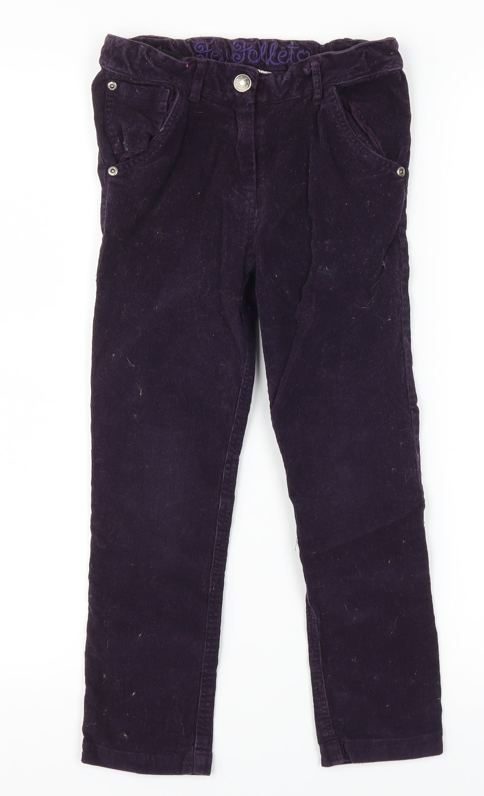 F&F Girls Purple  Corduroy Chino Trousers Size 6-7 Years