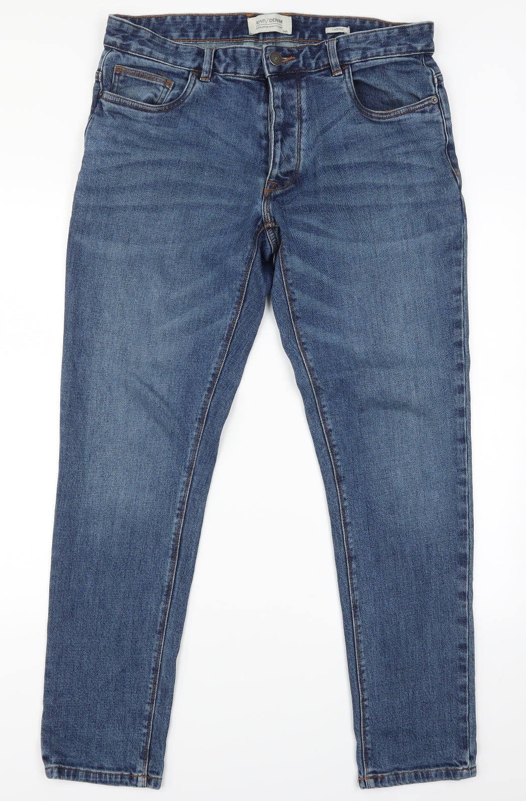 Acw85 Mens Blue   Tapered Jeans Size 34 in L29 in