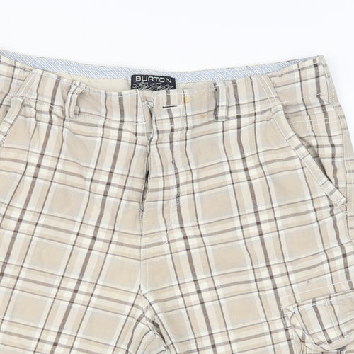 Burton Mens Beige Plaid  Cargo Shorts Size 34 in