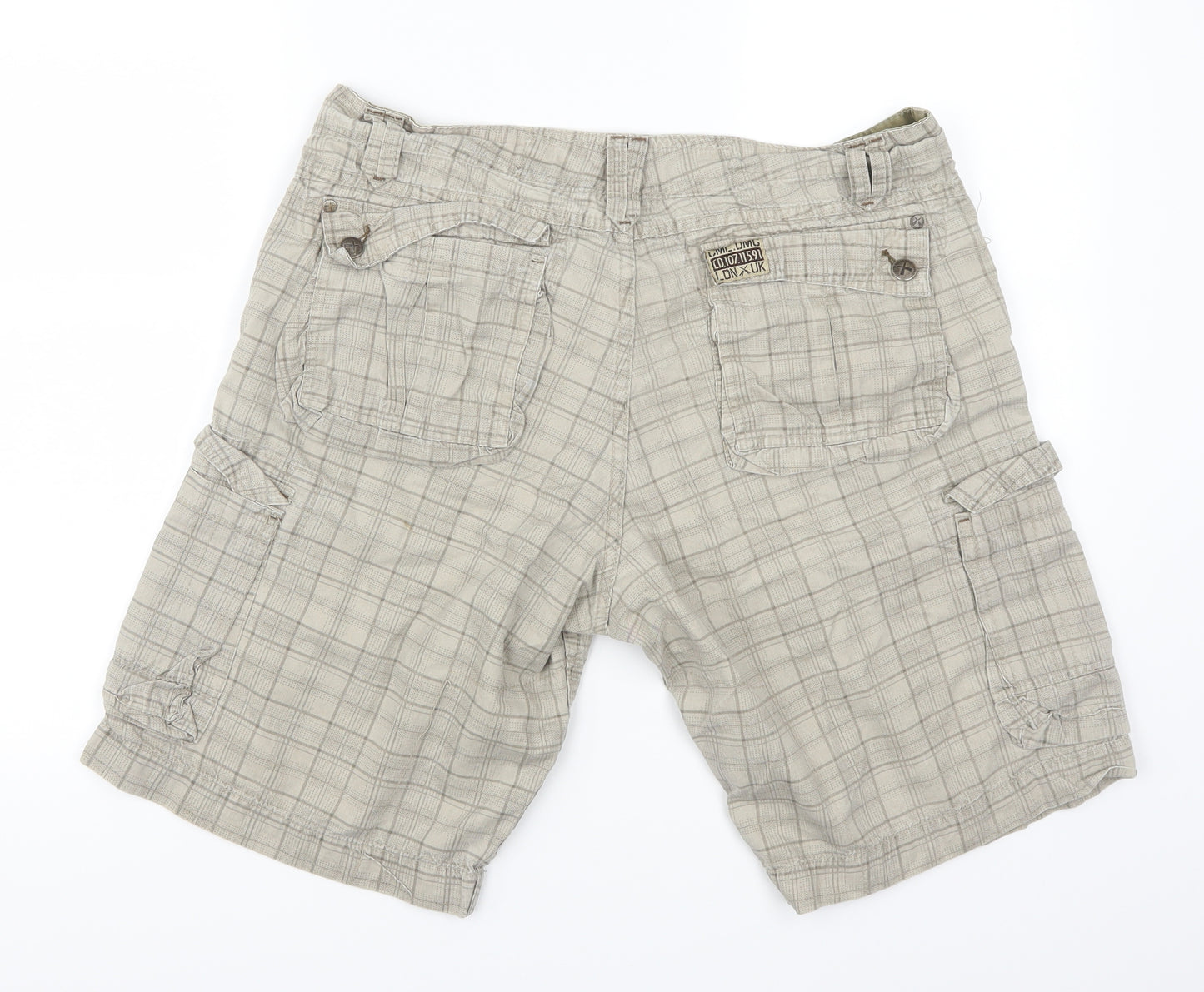 Criminal Damage Mens Beige   Cargo Shorts Size 34