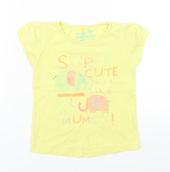 Young Dimension Girls Yellow Basic T-Shirt Size 6-7 Years