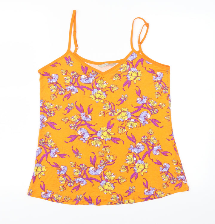 George Womens Orange Floral Basic Tank Size 8