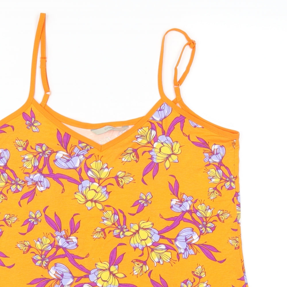 George Womens Orange Floral  Basic Tank Size 8