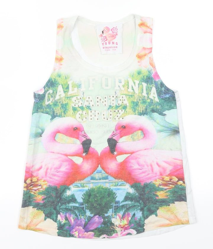 Young Dimension Girls White Basic Tank Size 12-13 Years