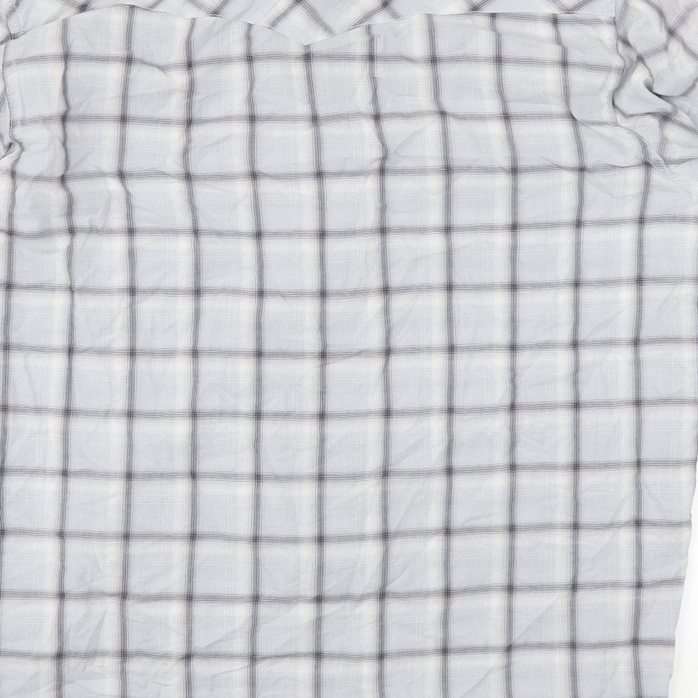 Ben Sherman Mens Grey Plaid   Button-Up Size L