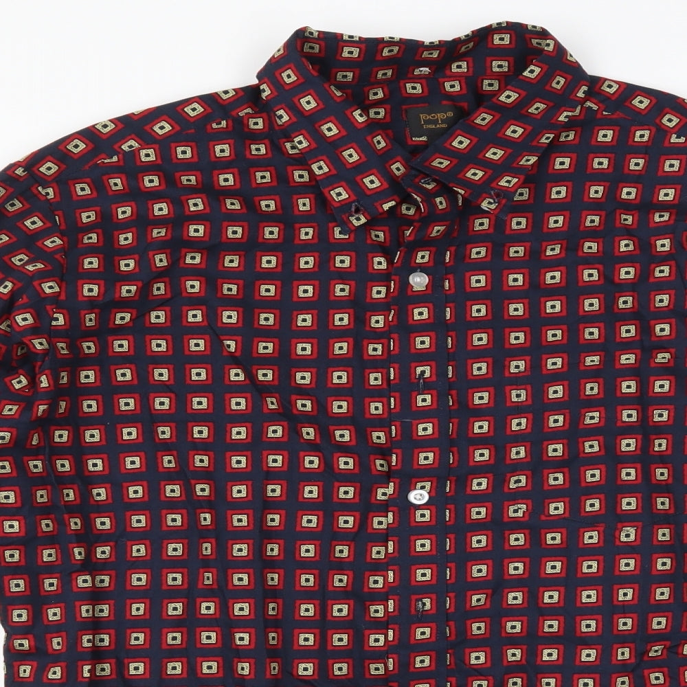 pop london Mens Red Polka Dot   Button-Up Size L