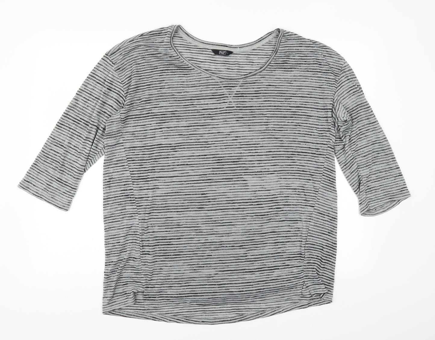 F&F Womens Grey Striped  Basic T-Shirt Size 20