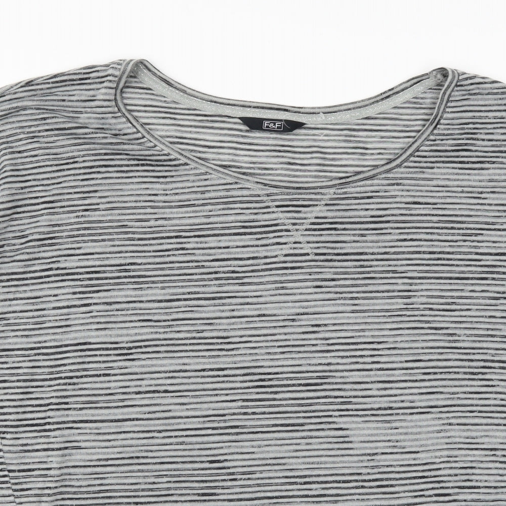F&F Womens Grey Striped  Basic T-Shirt Size 20