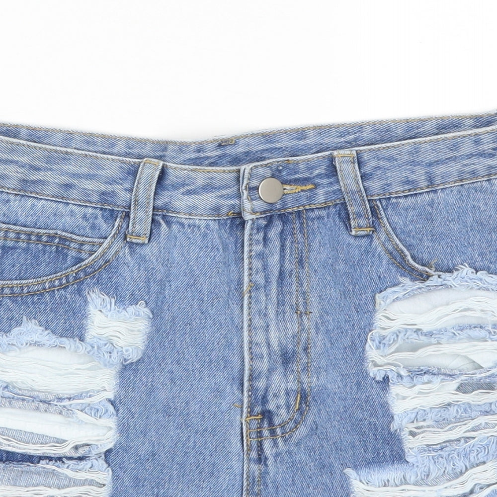 SheIn Womens Blue   Cut-Off Shorts Size M - Distressed