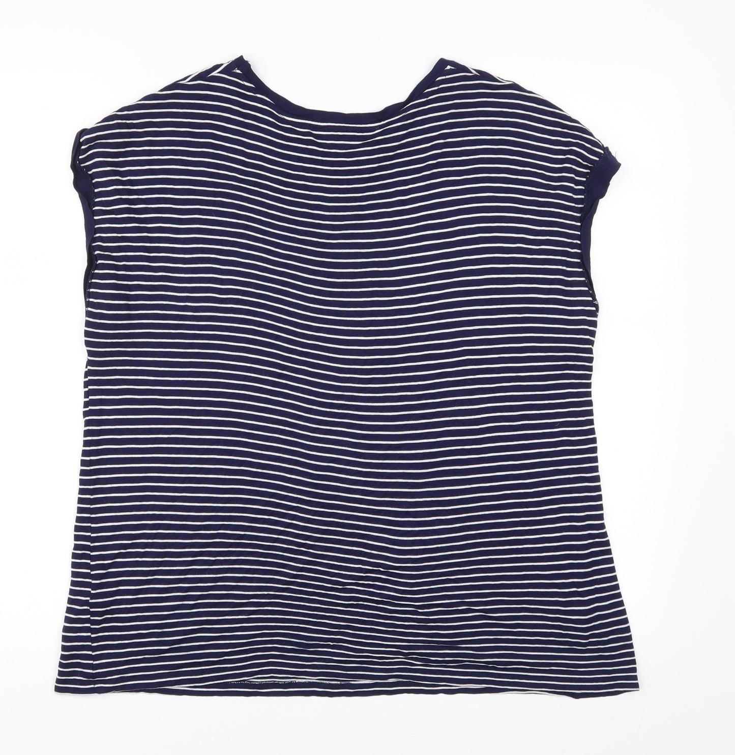Oasis Womens Blue Striped  Basic T-Shirt Size M