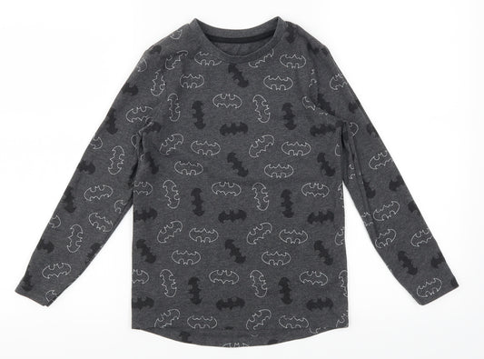 Front view of nutme' boys’ grey basic t-shirt, size 7-8, years - batman