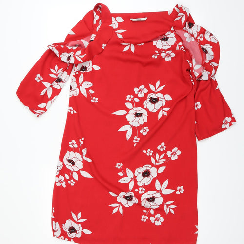 George Womens Red Floral  A-Line  Size 10