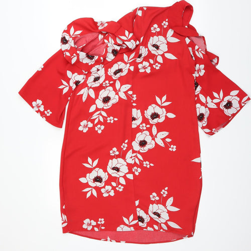 George Womens Red Floral  A-Line  Size 10