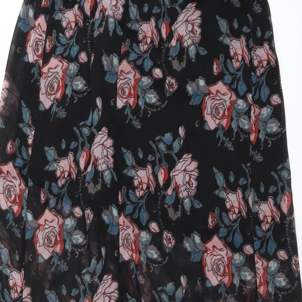 Firetrap Womens Black Floral  A-Line Skirt Size S
