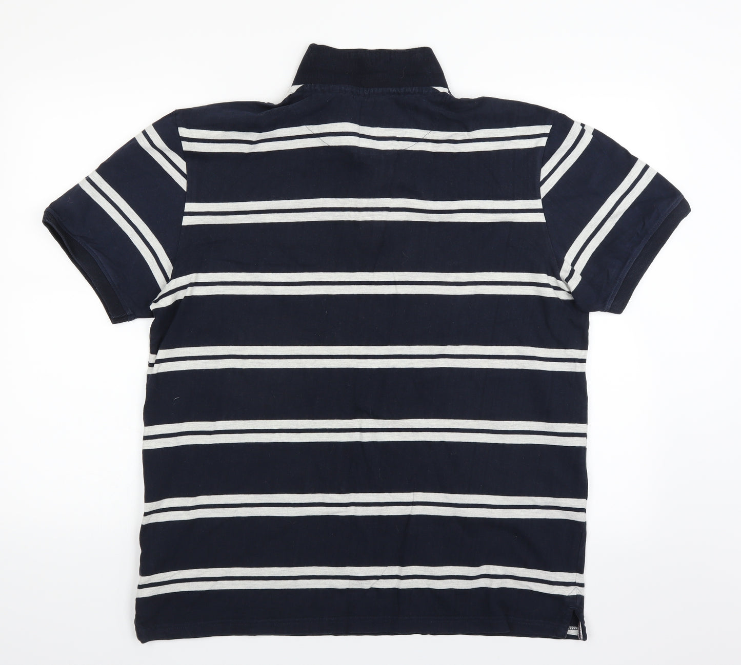TU Mens Blue Striped   Polo Size L