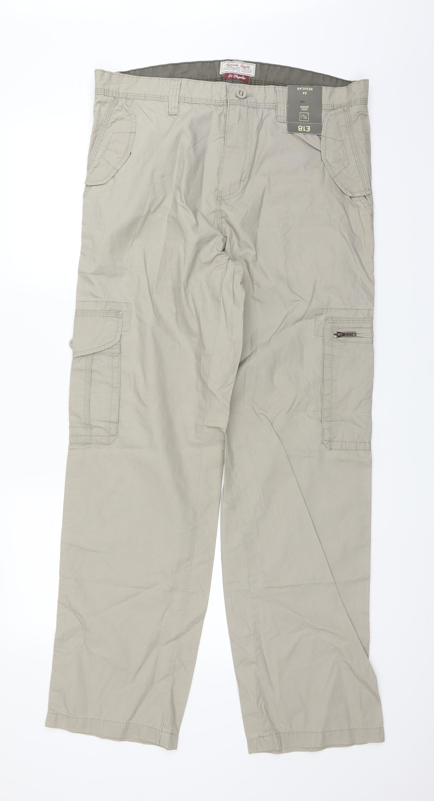 TU Mens Grey   Cargo Trousers Size 34 L29 in