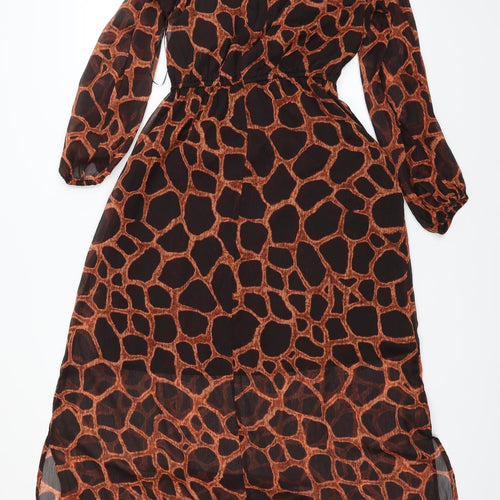 Lost Stock Womens Black Animal Print  A-Line  Size S