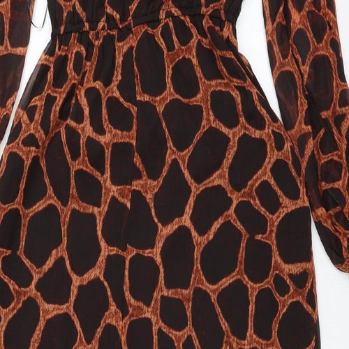 Lost Stock Womens Black Animal Print  A-Line  Size S
