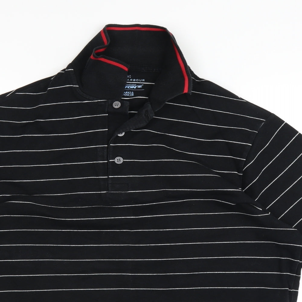 Marks and Spencer Mens Black Striped   Polo Size M
