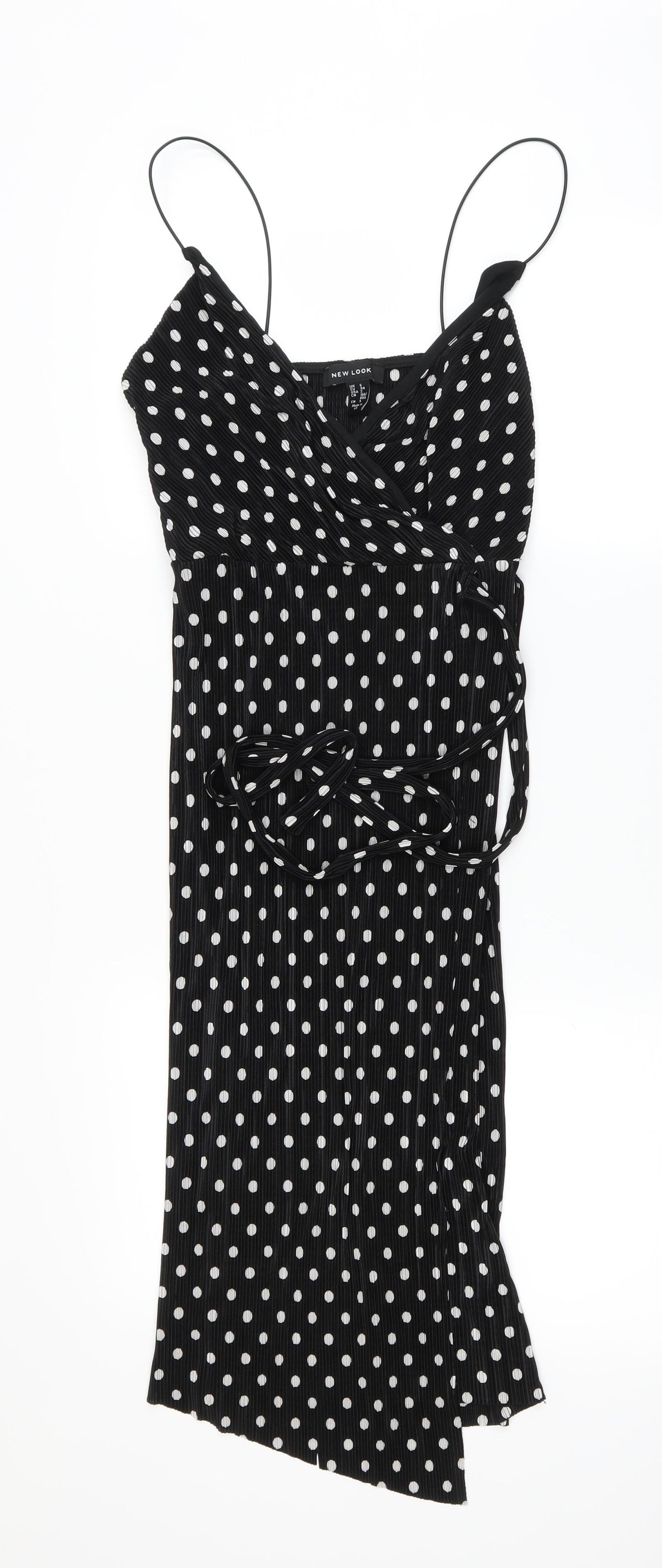 New Look Womens Black Polka Dot  Pencil Dress  Size 6
