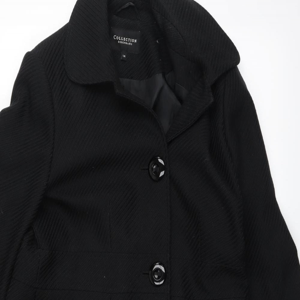 DEBINHAMS Womens Black   Overcoat Coat Size 14