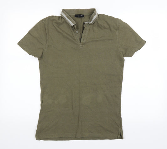 Front view of New Look men’s green polo, size M