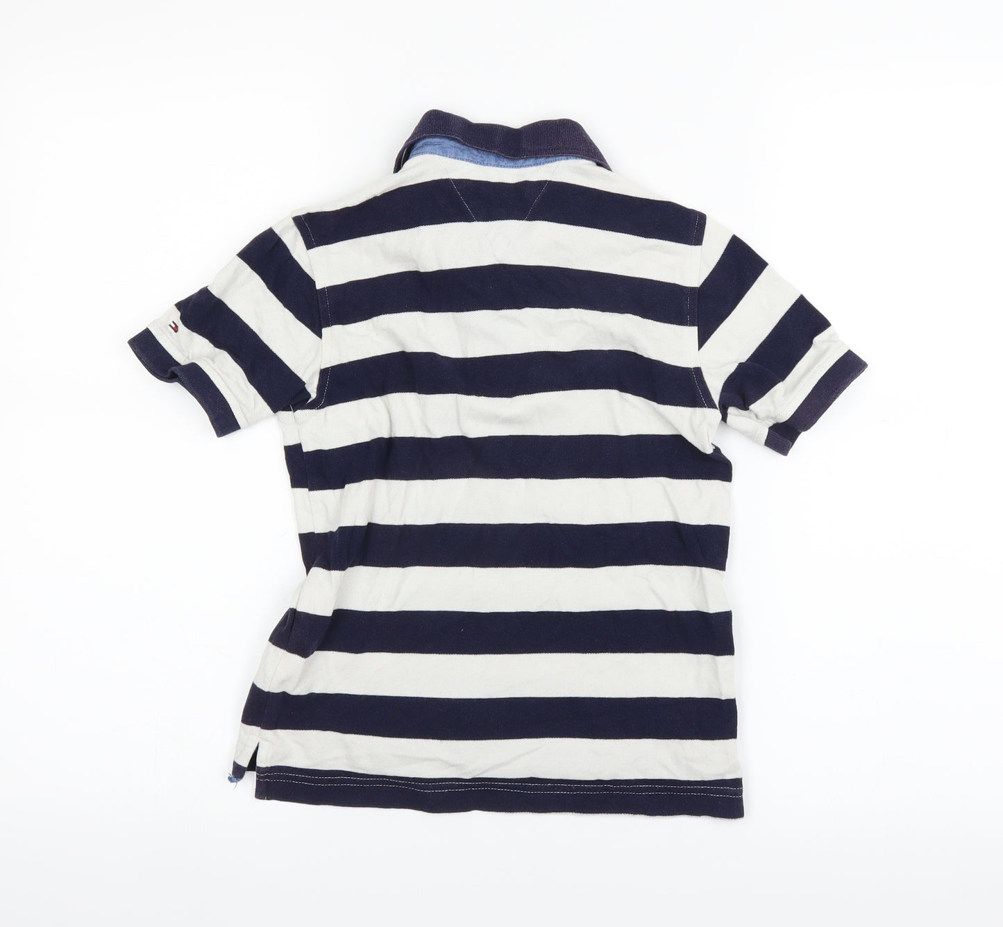 Tommy Hilfiger Boys White Striped  Basic Polo Size 6-7 Years