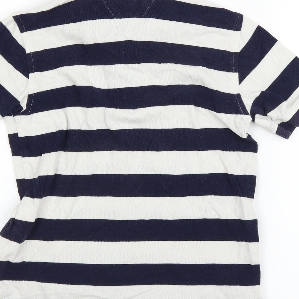Tommy Hilfiger Boys White Striped  Basic Polo Size 6-7 Years