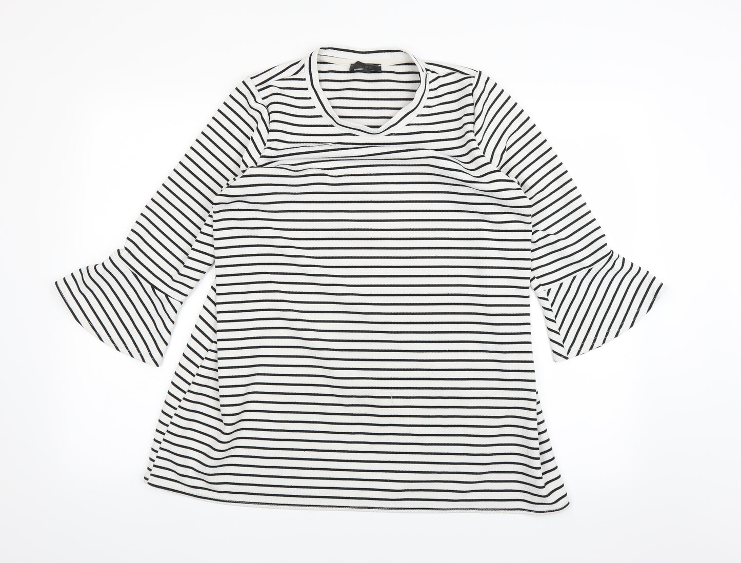 NEXT Womens White Striped  Basic T-Shirt Size 18