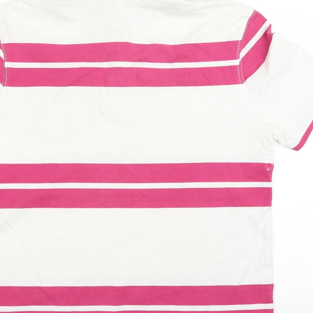 howick Womens White Striped  Basic Polo Size M