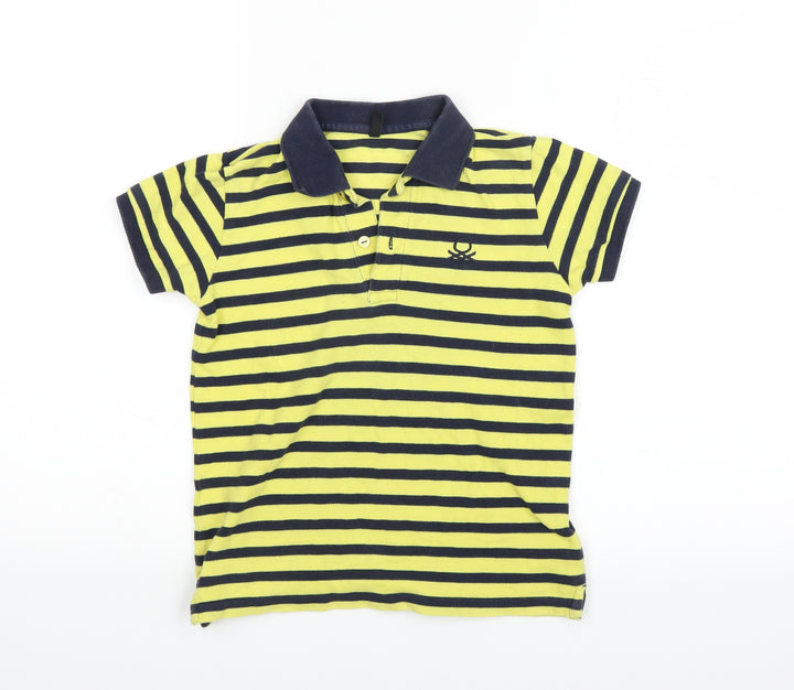 Preworn Boys Yellow Striped Basic Polo Size M