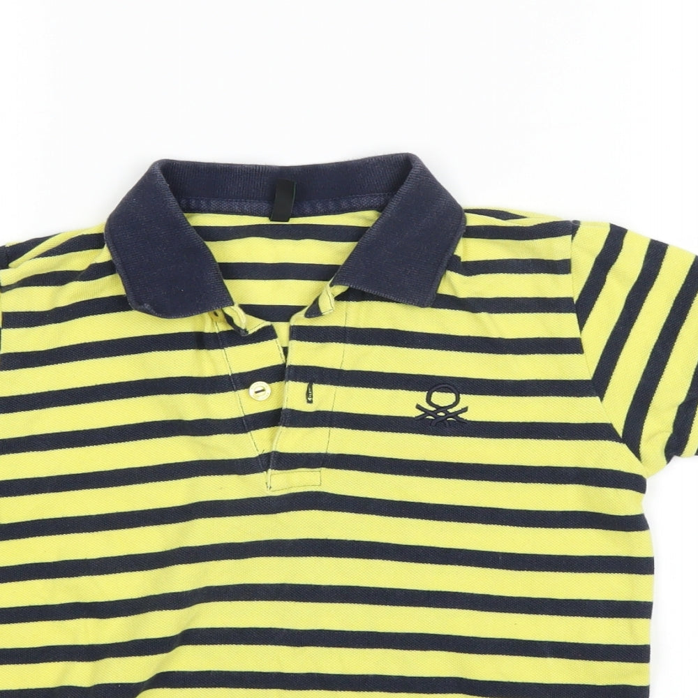 Preworn Boys Yellow Striped  Basic Polo Size M