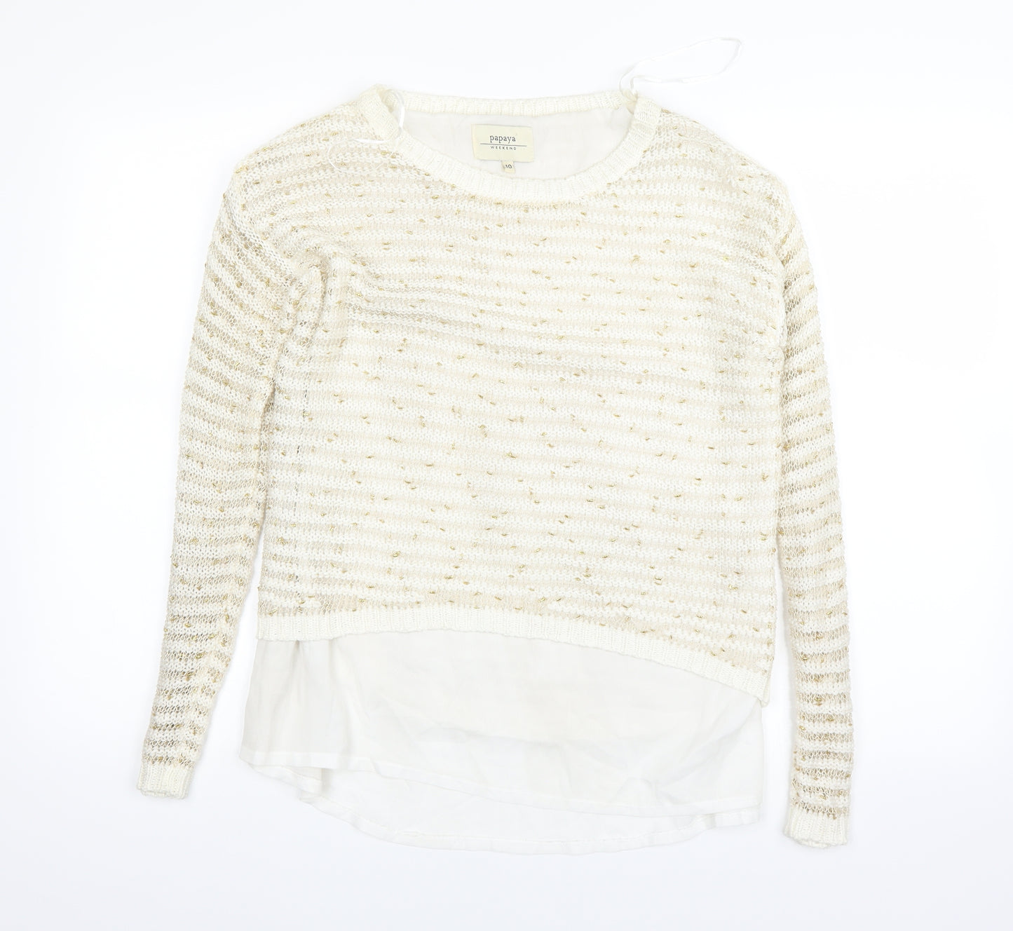 Papaya Womens White   Pullover Jumper Size 10