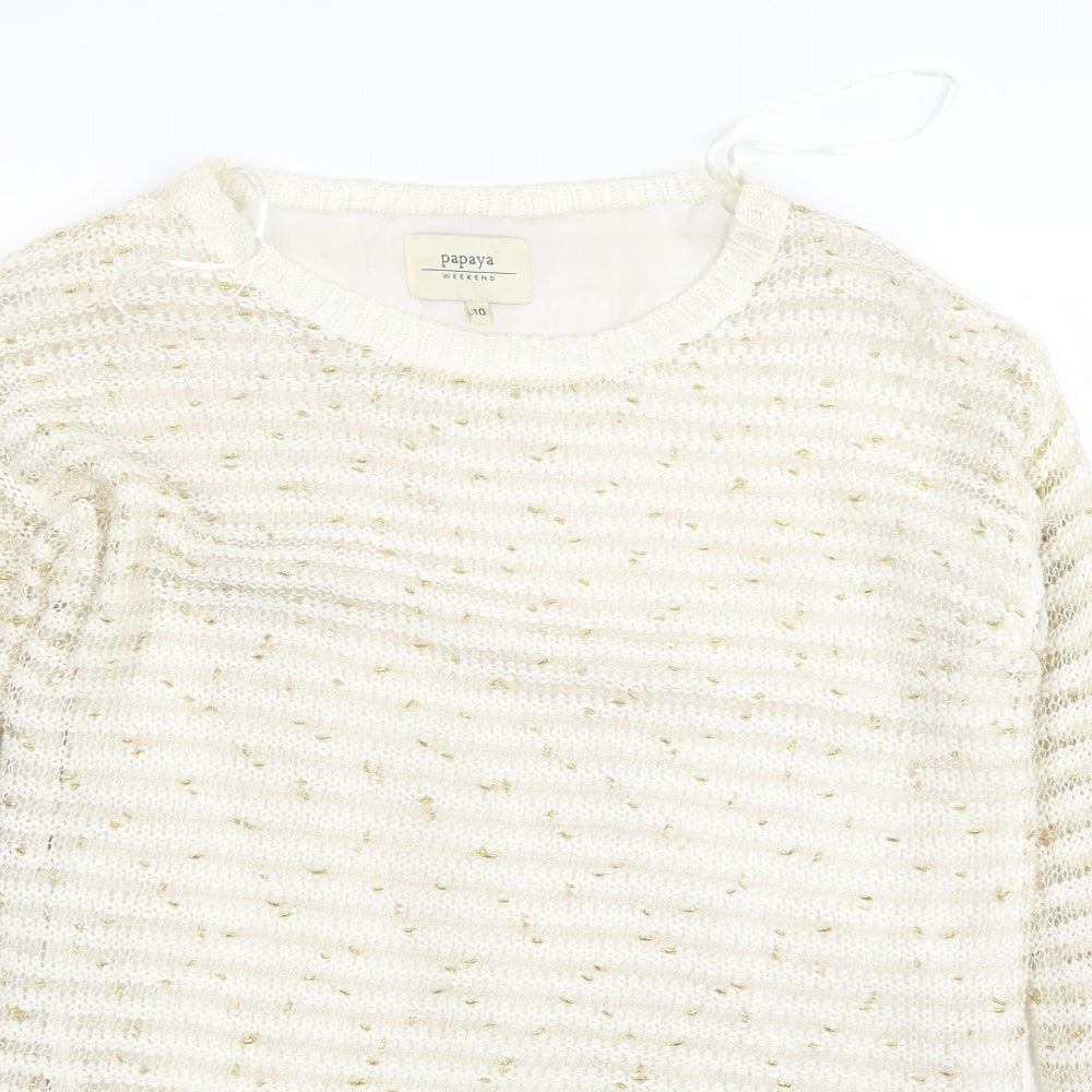 Papaya Womens White   Pullover Jumper Size 10