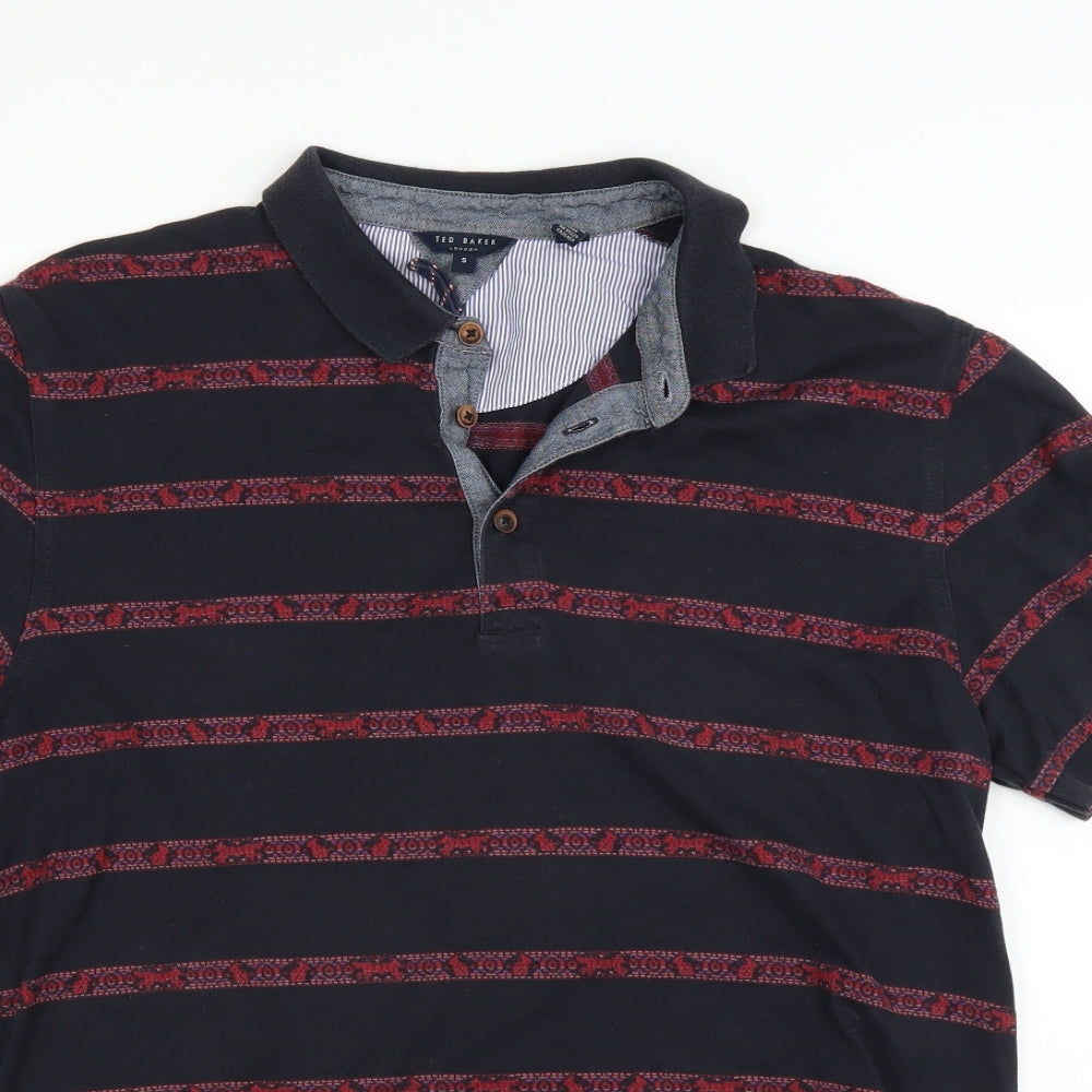 Ted Baker Mens Black Striped   Polo Size M
