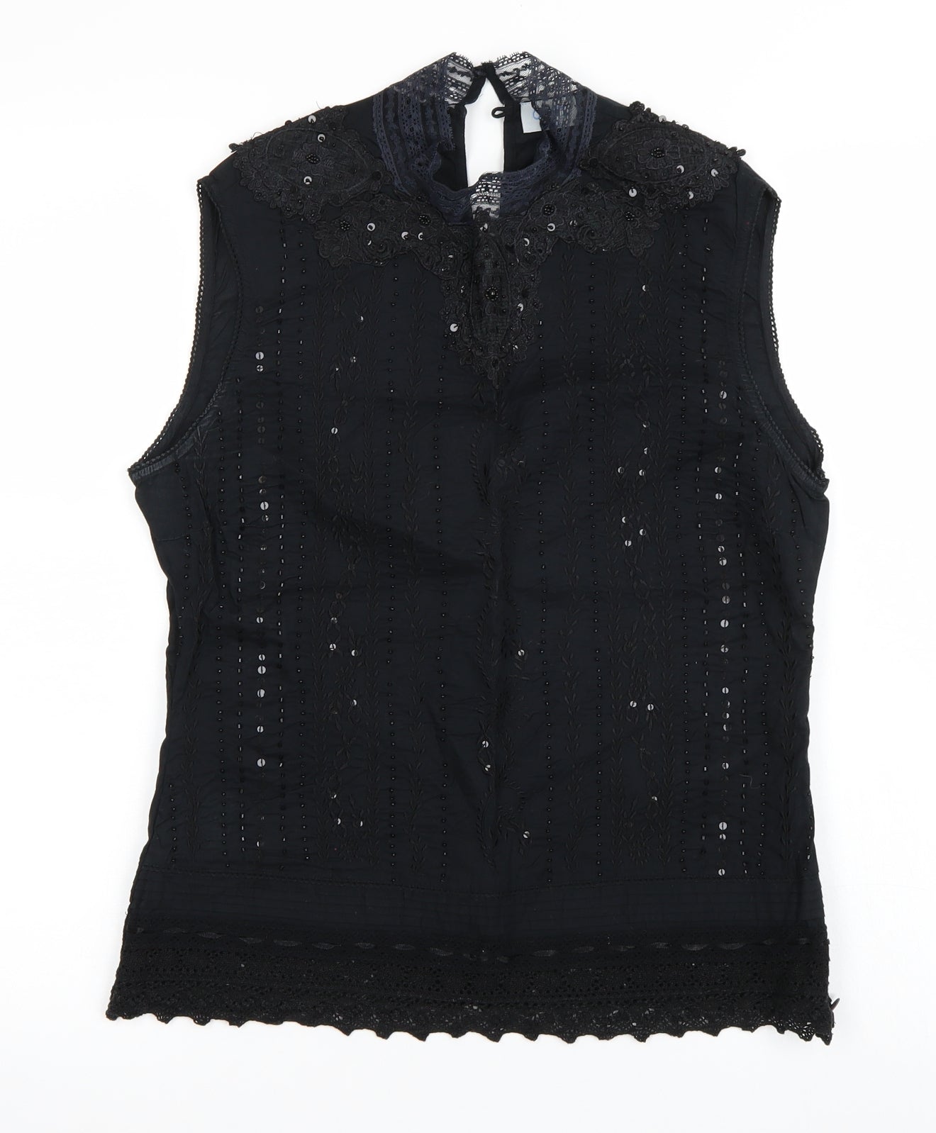 Oasis Womens Black   Basic Blouse Size 12  - Embellished