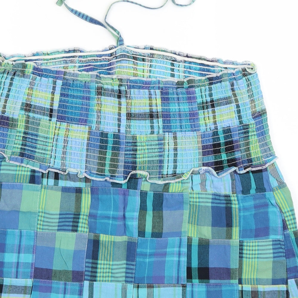 AriZona Womens Blue Check  Basic T-Shirt Size L