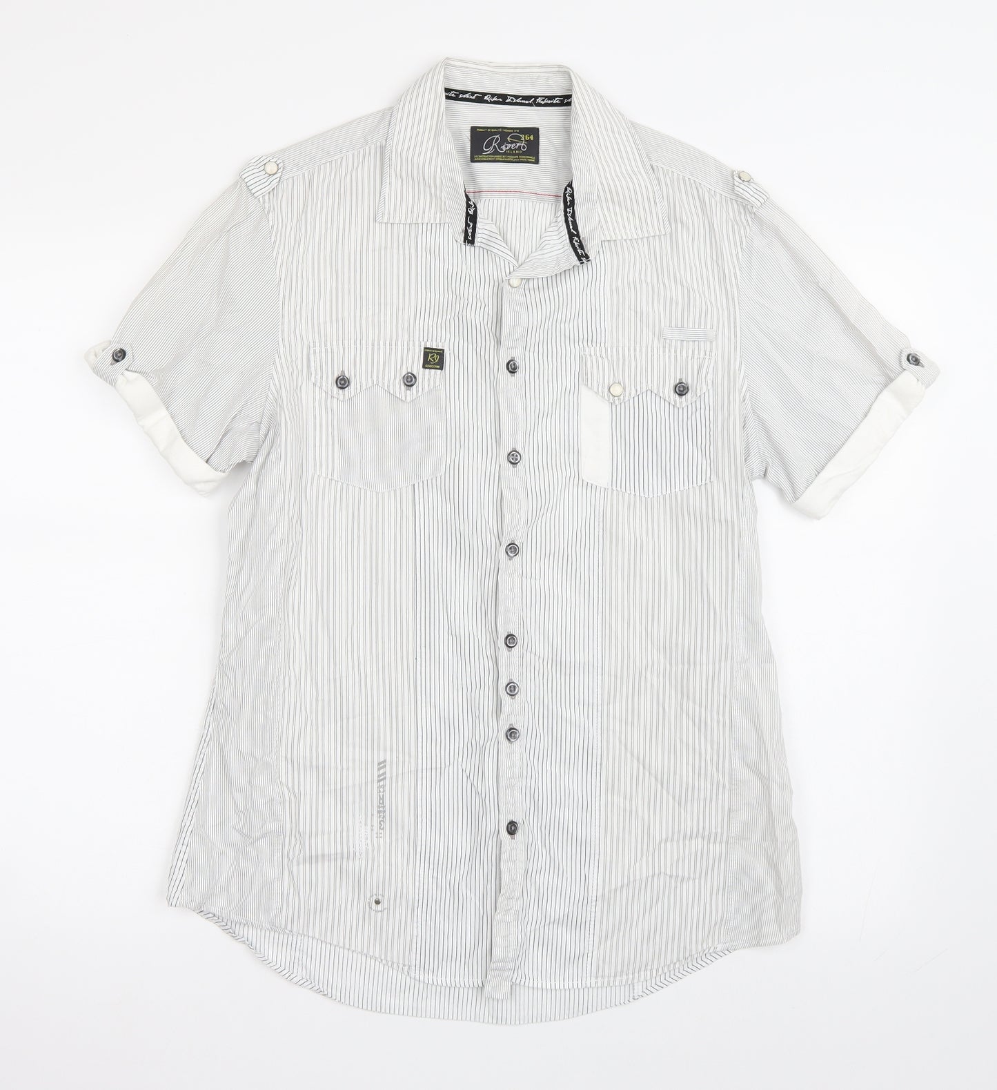 River Island Mens Grey Striped   Button-Up Size M