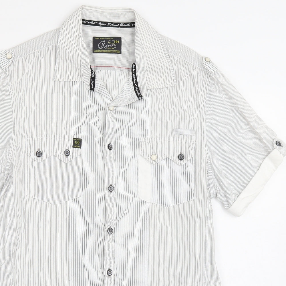 River Island Mens Grey Striped   Button-Up Size M