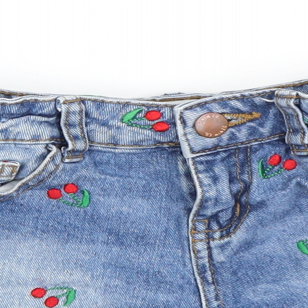 Primark Girls Blue  Denim Hot Pants Shorts Size 8-9 Years - Cherries