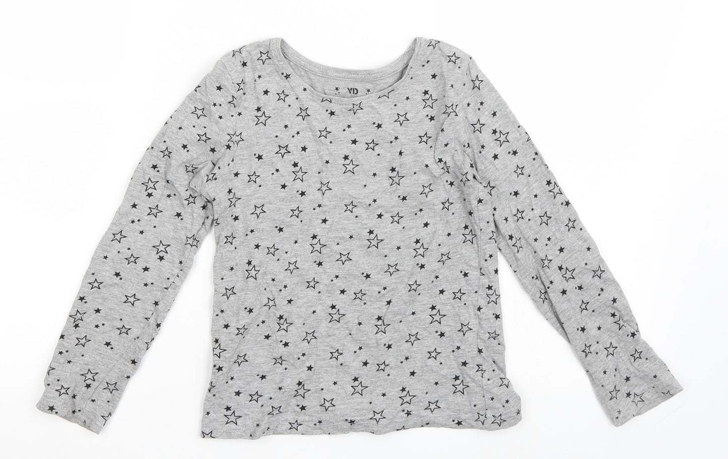 Primark Girls Grey   Basic T-Shirt Size 8-9 Years  - Star pattern