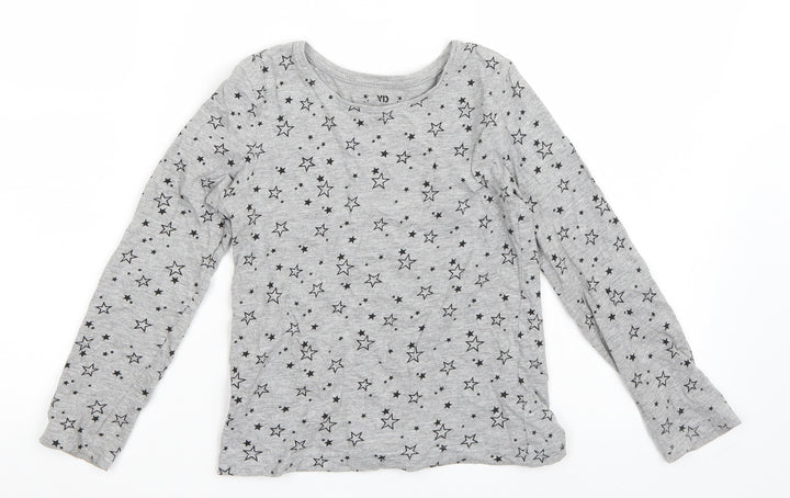 Primark Girls Grey   Basic T-Shirt Size 8-9 Years  - Star pattern