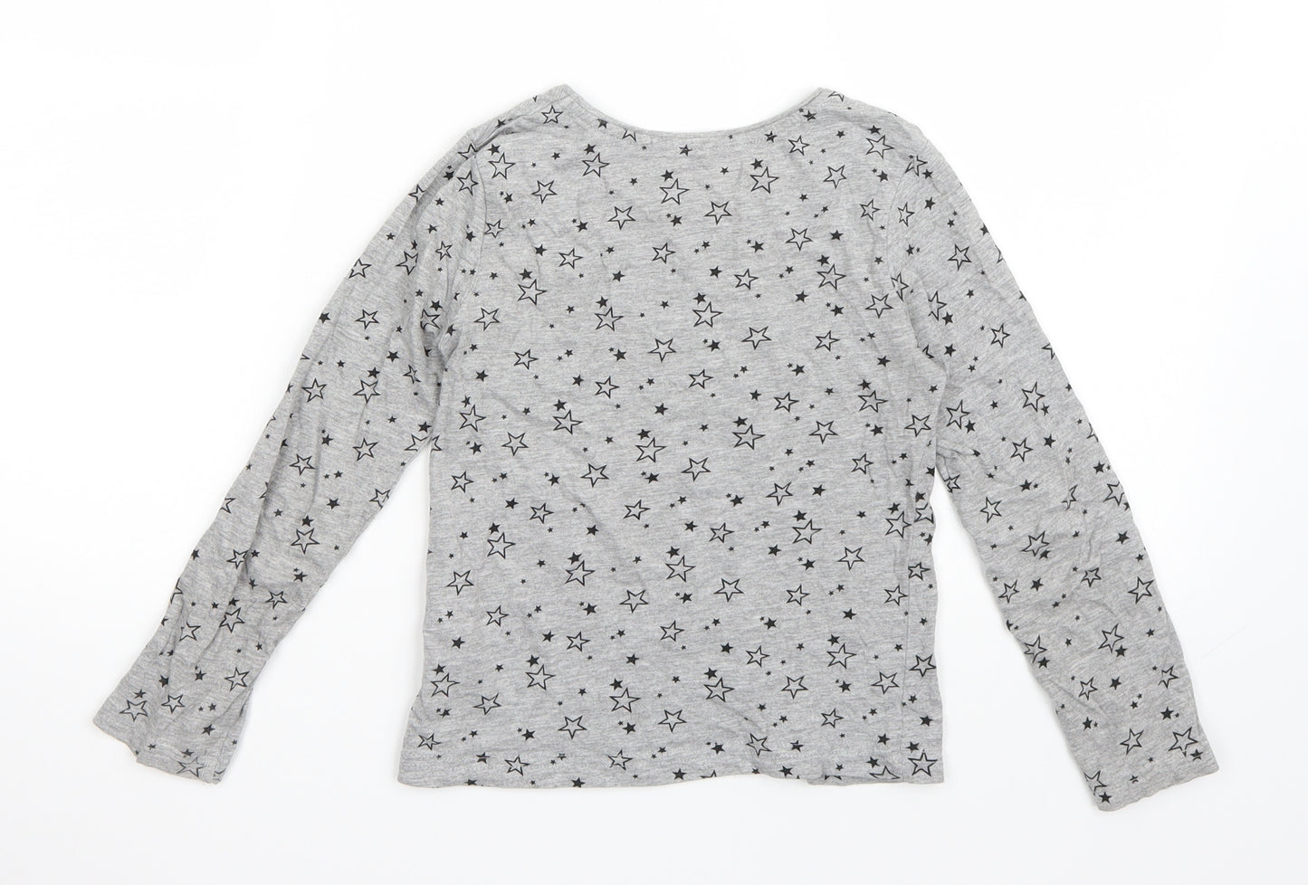 Primark Girls Grey   Basic T-Shirt Size 8-9 Years  - Star pattern