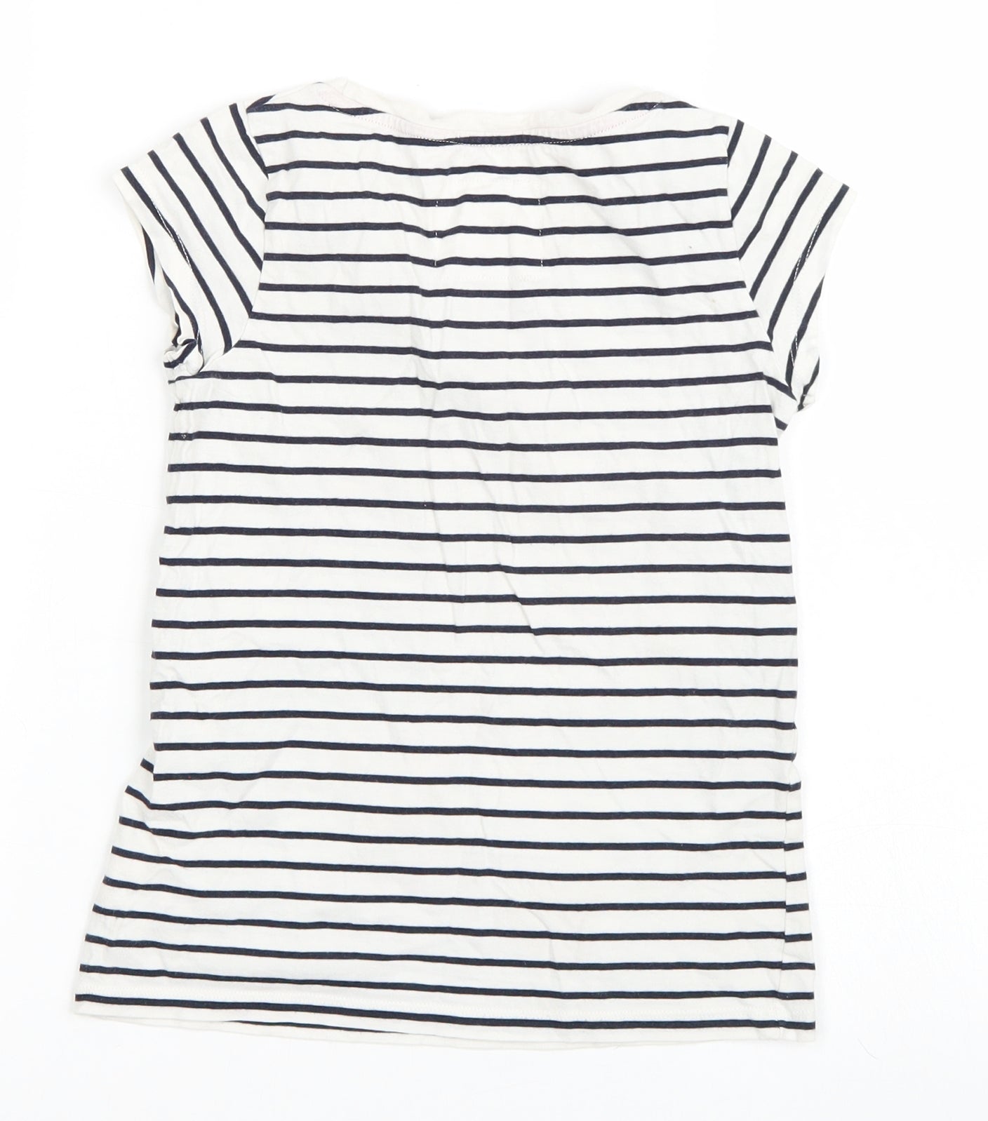 NEXT Girls White Striped  Basic T-Shirt Size 8 Years