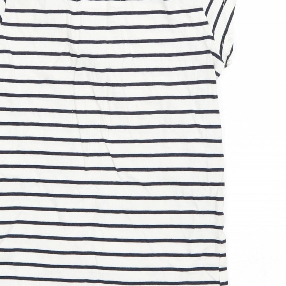 NEXT Girls White Striped  Basic T-Shirt Size 8 Years
