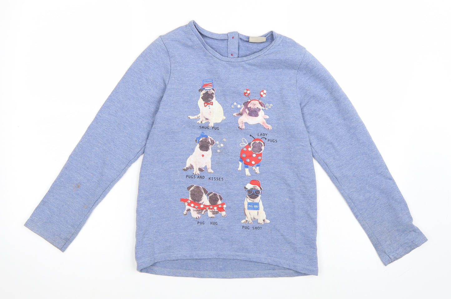 NEXT Girls Blue   Pullover Sweatshirt Size 10 Years  - Pugs