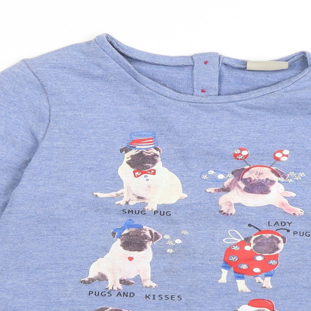 NEXT Girls Blue   Pullover Sweatshirt Size 10 Years  - Pugs