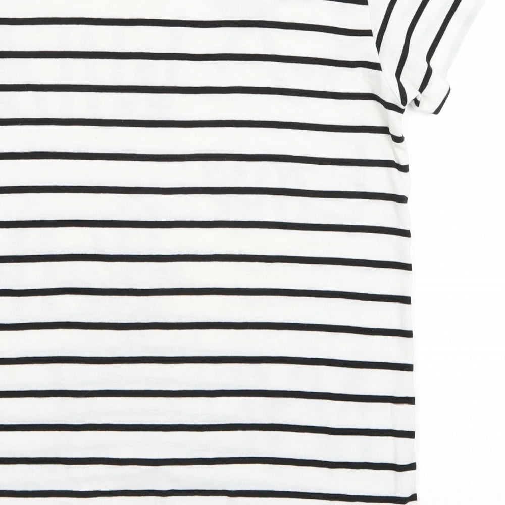 H&M Girls White Striped  Basic T-Shirt Size 10-11 Years